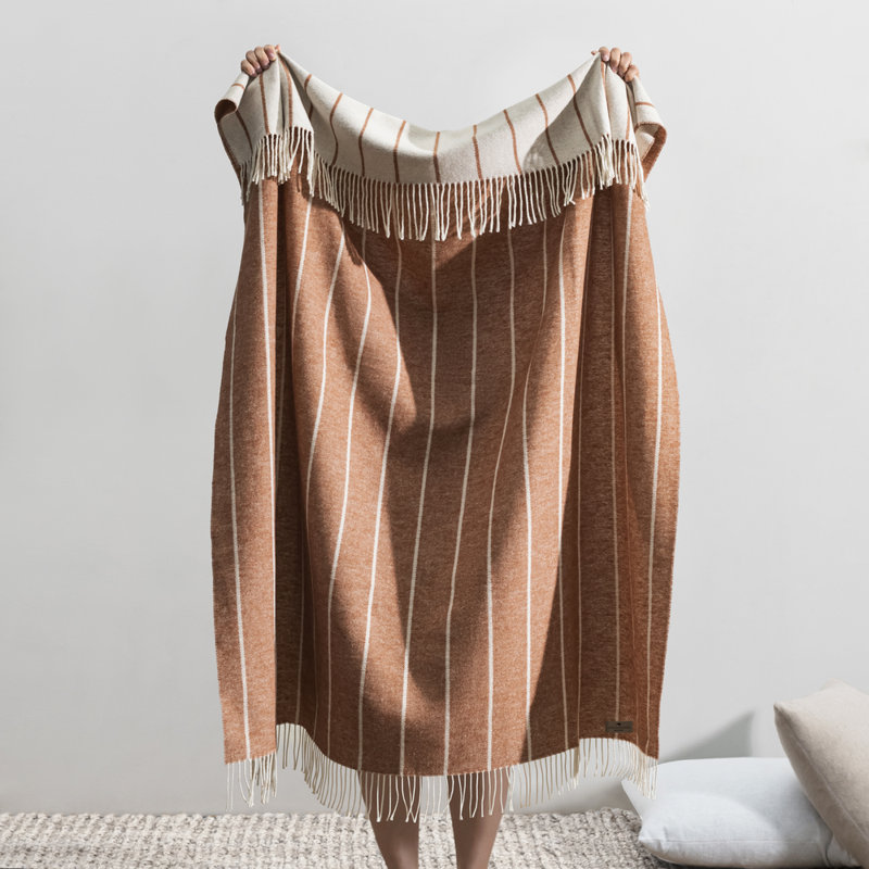 Crystal Blue Fiji Stripe Throw, Brown Striped