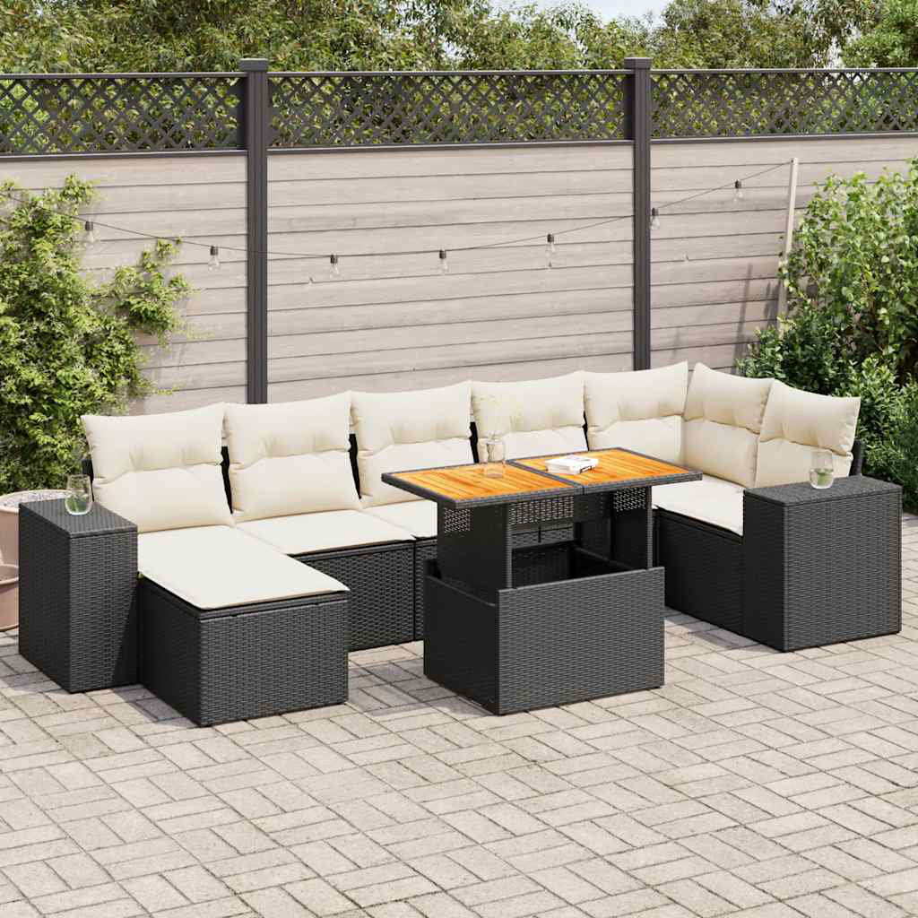 Vidaxl 8-Tlg. Garten-Sofagarnitur Mit Kissen Beige Poly Rattan