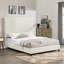 Grand lit plateforme tapissier blanc Boucle