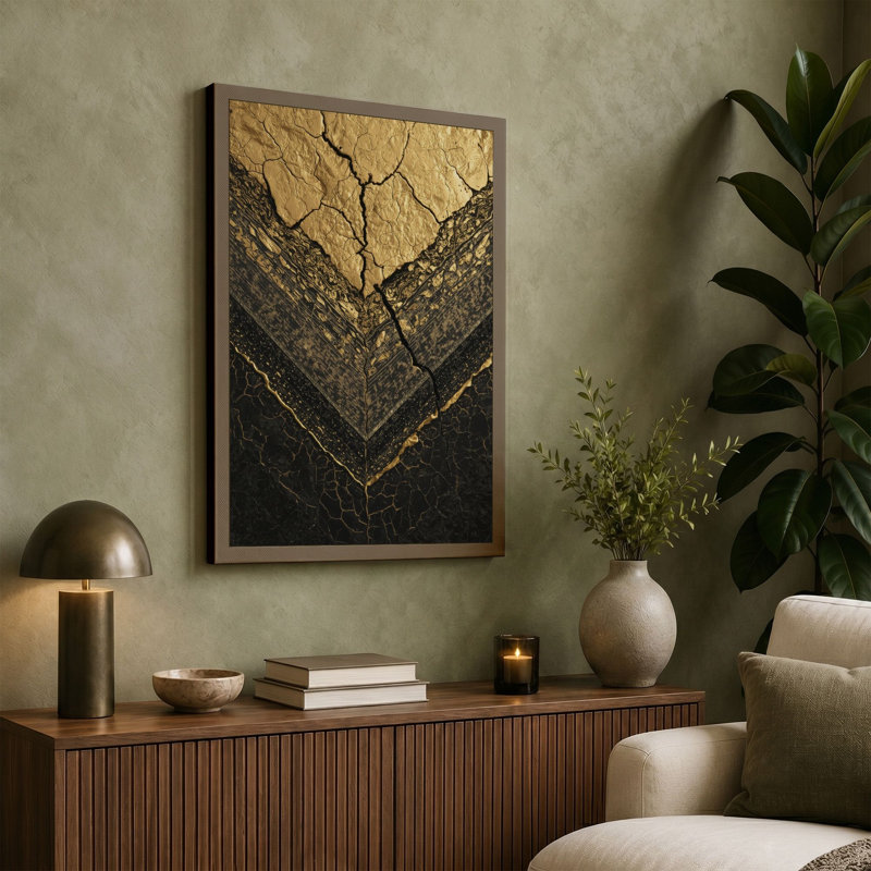 Golden Divide Industrial - Wrapped Canvas, 30x20 - 76.2 x 50.8 cm, Terracotta Border
