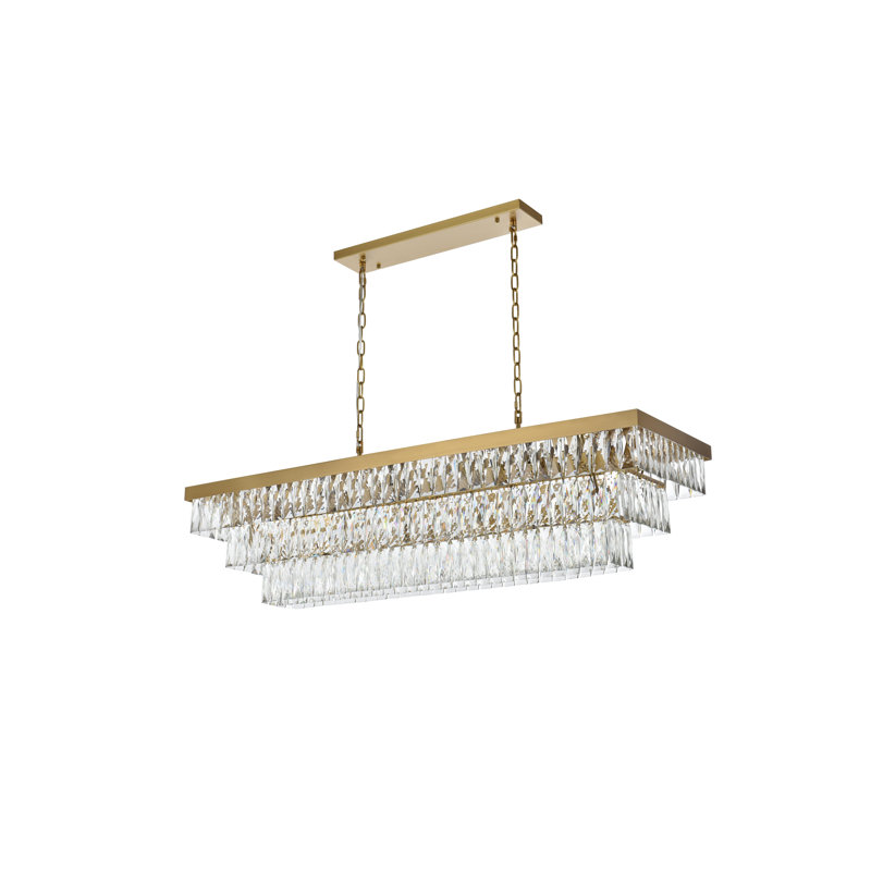 Iva 48 inch Rectangular Chandelier , Satin Gold