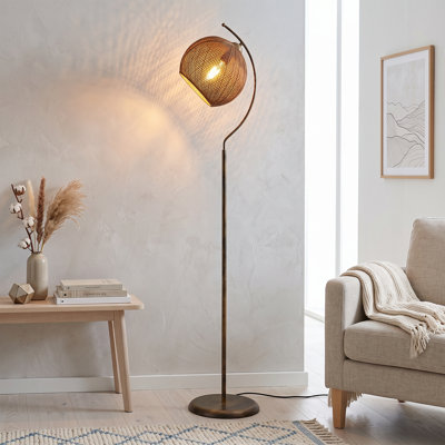 Nordic Orange / Black Woven Boho Floor Lamp