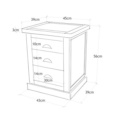 Phineas 45 cm W Bedside Table