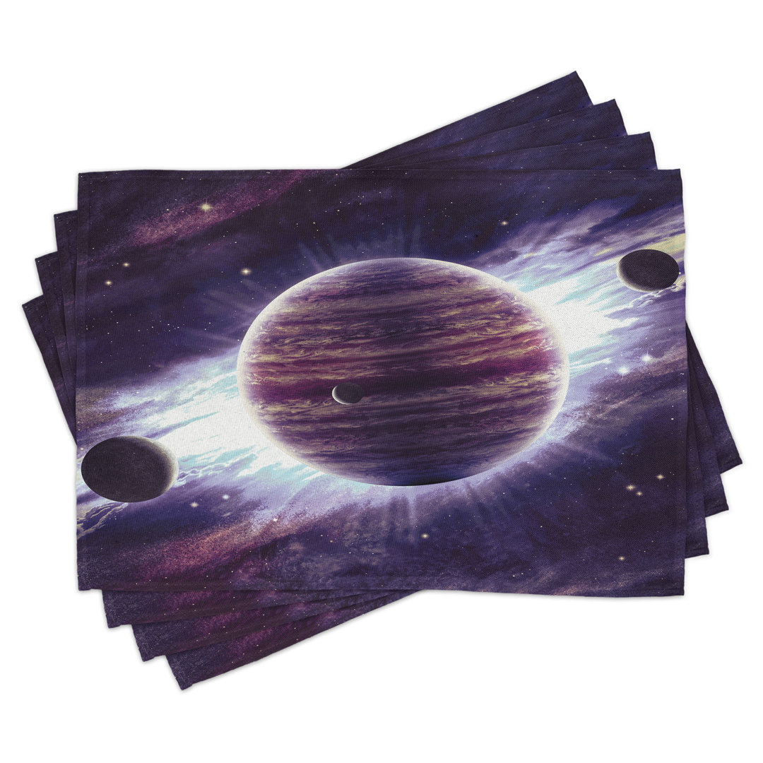 Platzdeckchen 4er Set, Weltraum Planeten Mars, Mauve Lila