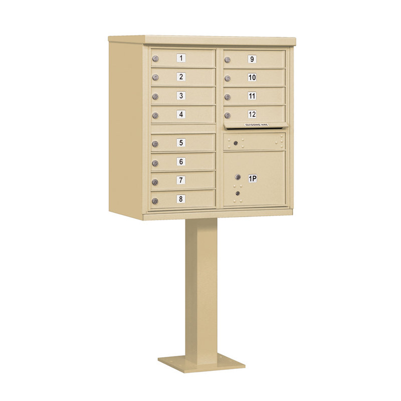 Ensemble de boîtes aux lettres horizontales 4 commodes avec 1 casier à chargement frontal 12 portes, Grès