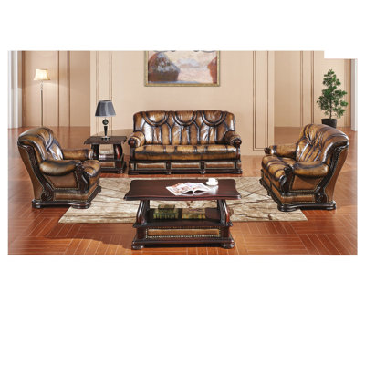 Italian Leather Sofa Set In Grey