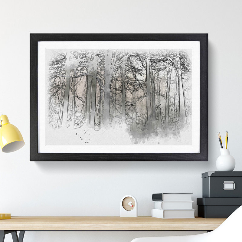Sunlight Forest Vol.5 Sketch - Picture Frame Graphic Art, Black, 65cm H x 90cm W x 2cm D