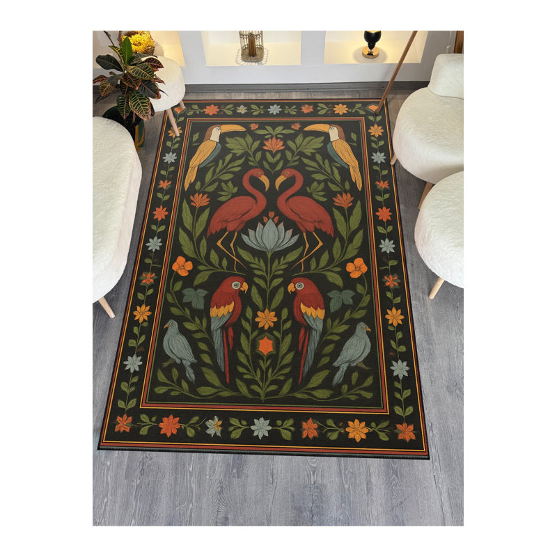 Tapis tissé à motif floral lavable Mosso, 2'6" x 4'11"