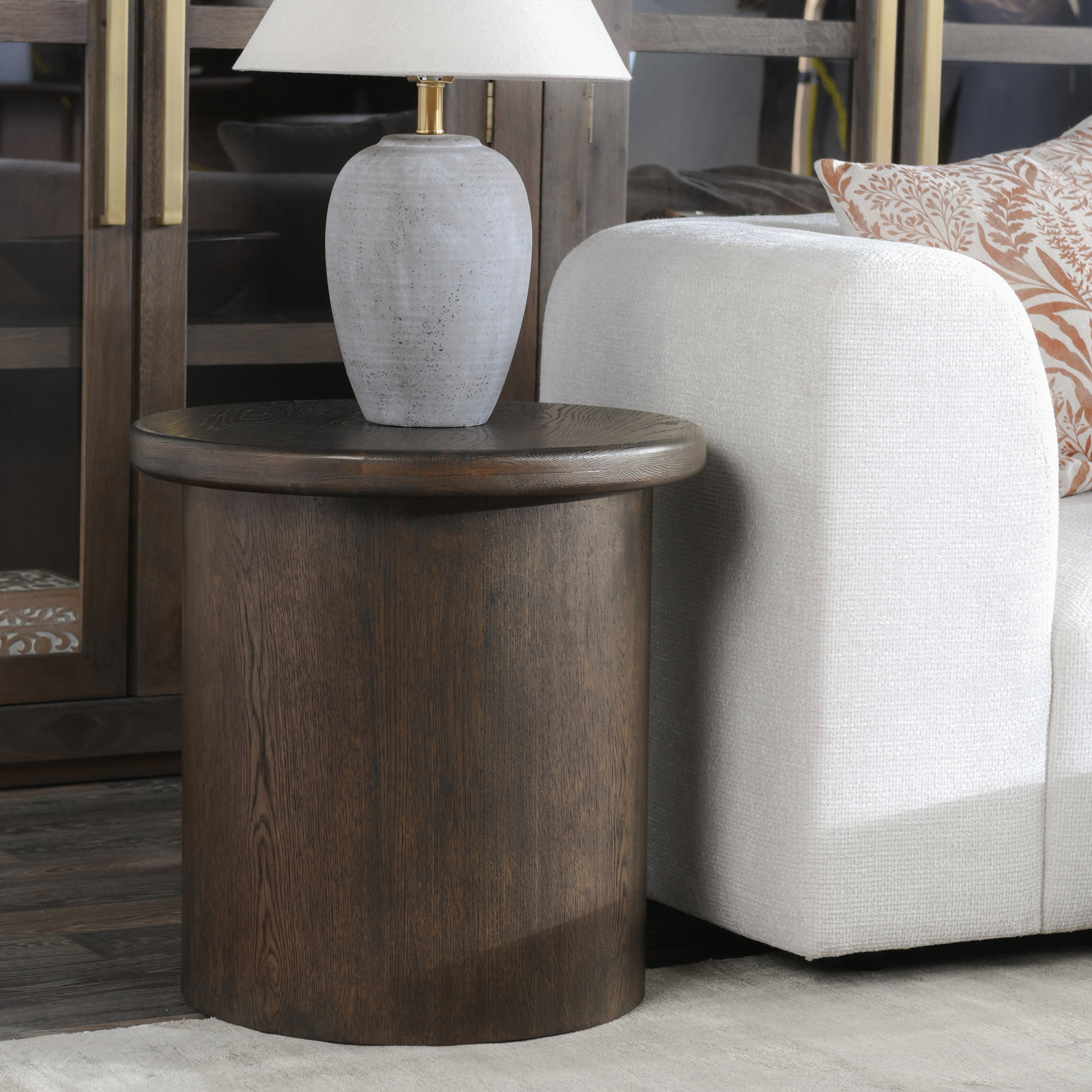 Caesar 22" Oak End Table, Dark Brown