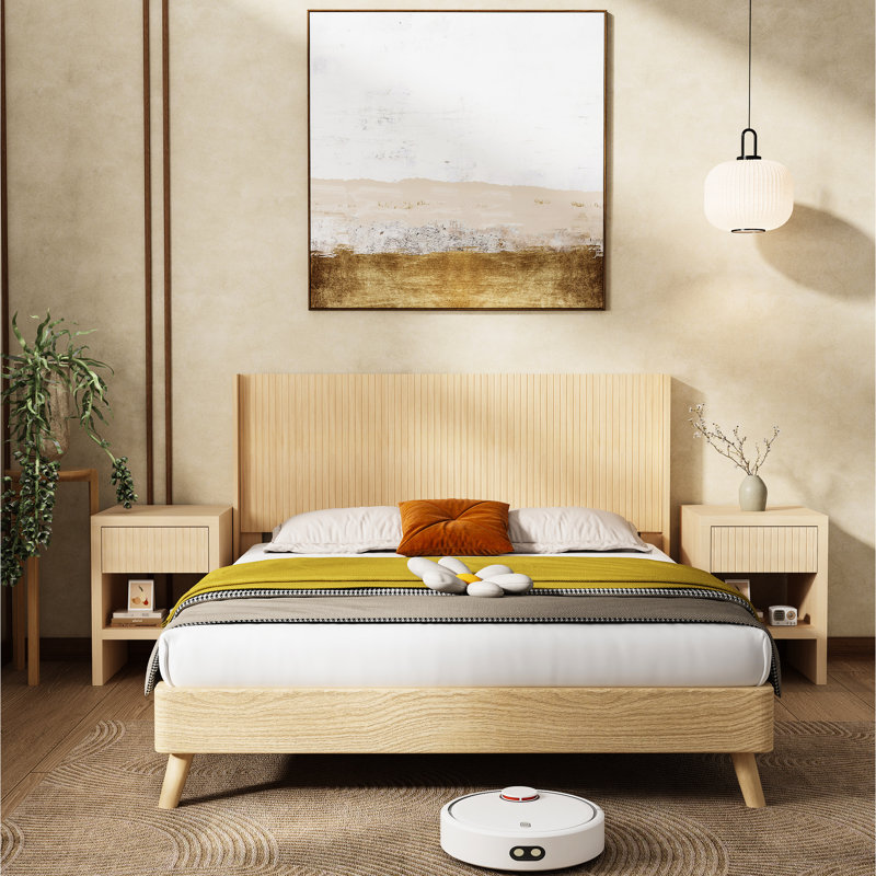 King Size, Wood Headboard, Modern , Wall Mounted, Fluted Panel, Wingback , 3d Carving, Real Finish, Bedroom Aesthetic, Comfortable 80.2" Wide Size Wooden Headboard Only Style Mounted With Elegant