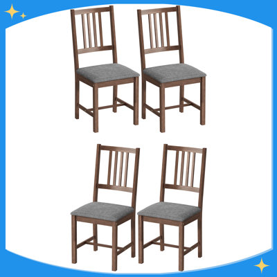 Ensemble de 2 chaises de salle à manger rembourrées avec pieds en bois d'hévéa et dossier à lattes pour la cuisine