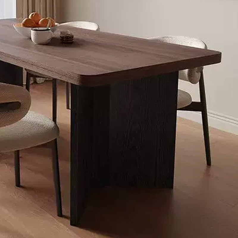 Walnut grain rectangle rock plate dining table, 30.71"H x 55.12"L x 31.5"W