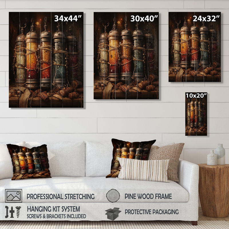 Rouleaux de la Torah hébreu - impression sans cadre sur bois, H 40 po x l 30 po x P 0,78 po