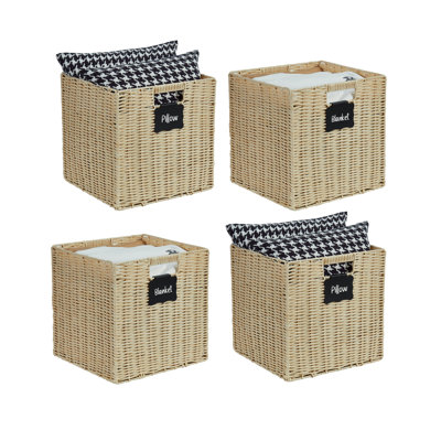 Foldable Plastic Wicker Basket Set