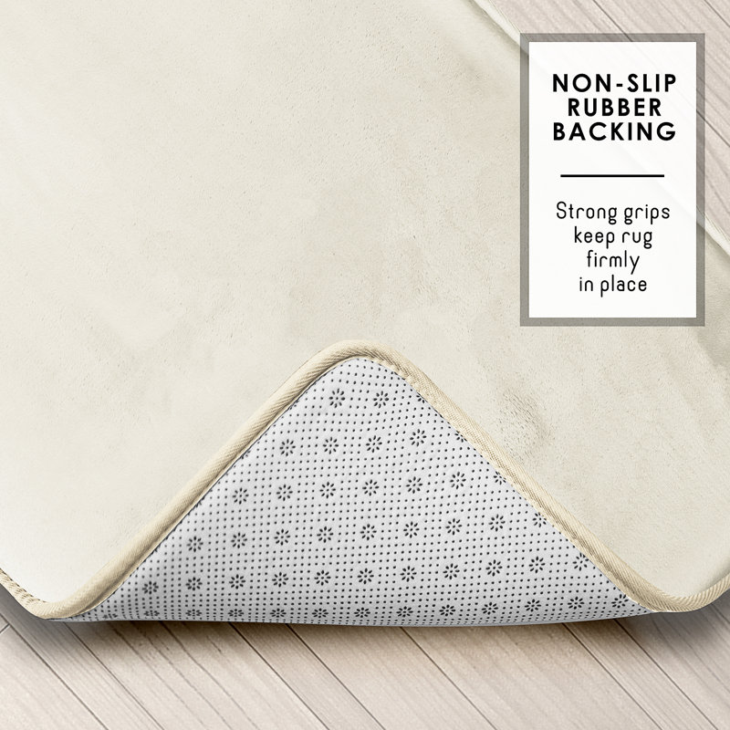Aighan 3 Piece Ultra Soft and Absorbent Memory Foam Bath Rug Set with Non-Slip Backing, White