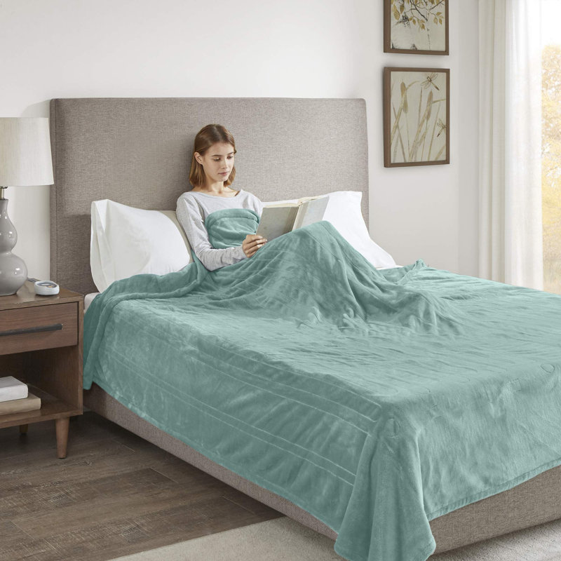 Couverture en tricot Bree, Double, Turquoise