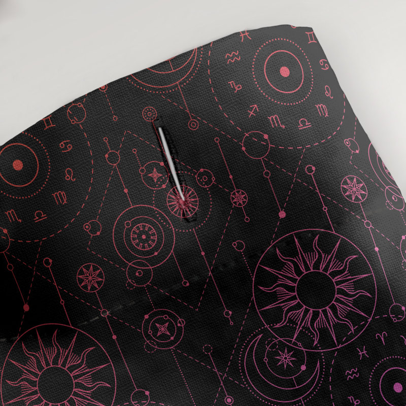 Rideau de douche simple astrologie, Rouge / Vert / Noir