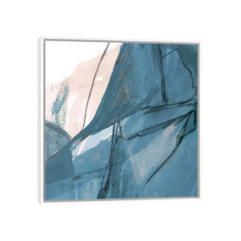 Blue on White Abstract II 1 Piece Wall Art on Canvas, 93.98 cm H x 93.98 cm W, White Floater Frame