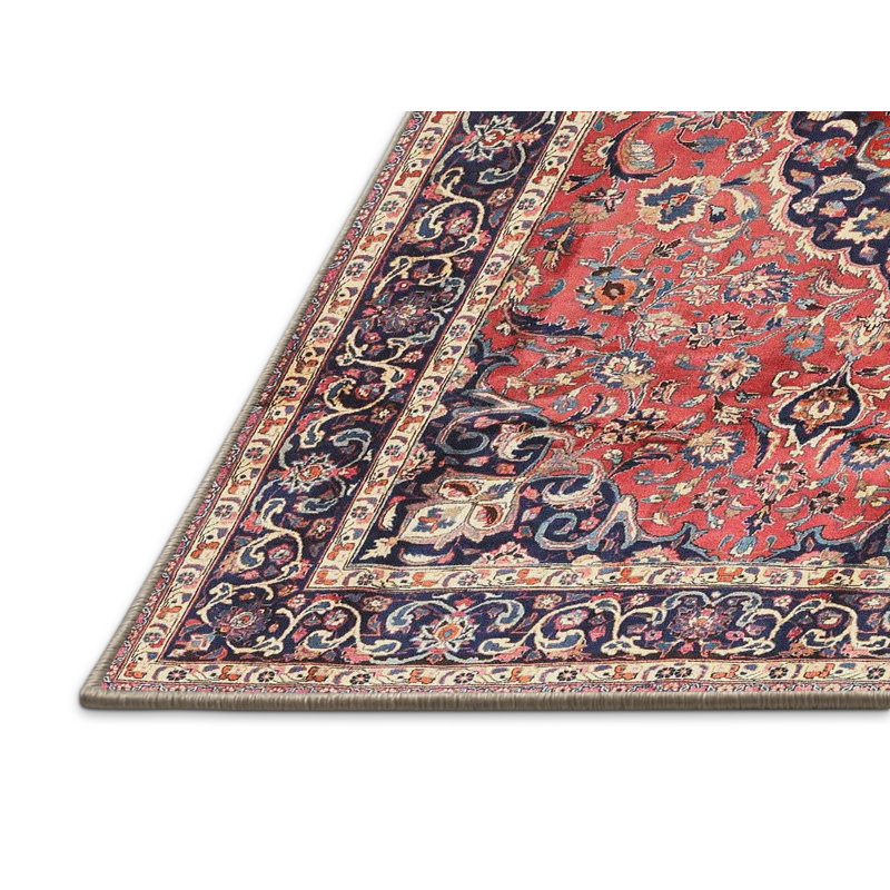 Tapis traditionnel rouge / noir, Rectangle 2 pi x 5 pi