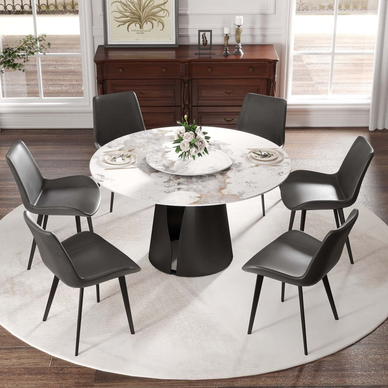 Table de salle à manger Modern, H 29,53 po x L 59,05 po x l 59,05 po, Blanc Pandora