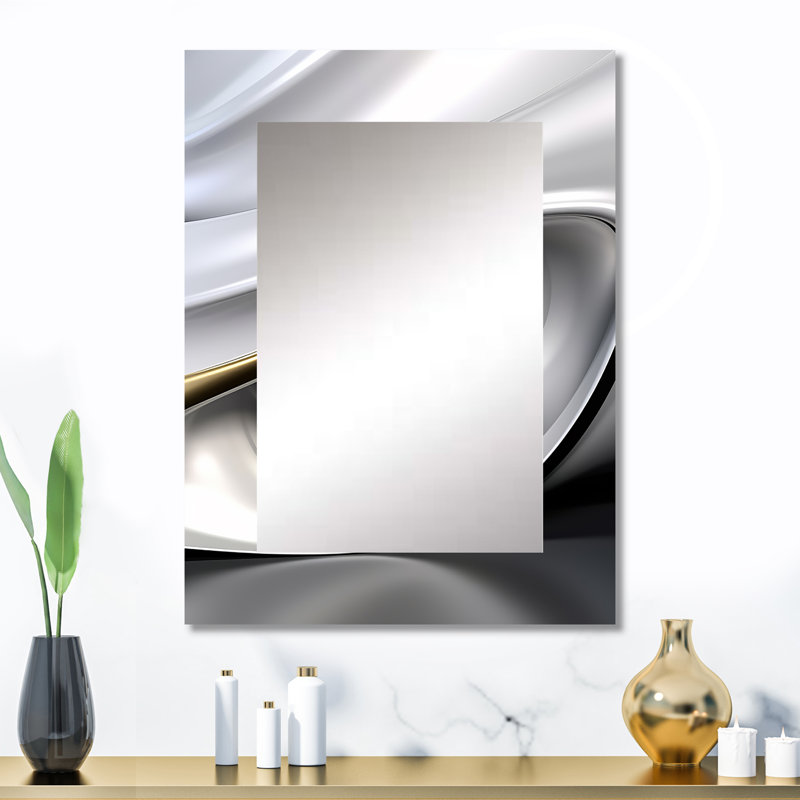 Or blanc infini ondulations - miroir abstrait de vagues modernes, miroir mural décoratif moderne et contemporain, impression d'art en métal