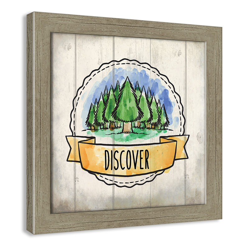 «Adventure is out There», art encadré 3, H 12 po x l 12 po x P 0,6 po, Encadré plat de bois de grange gris