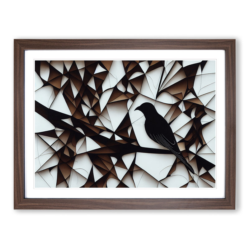 Awesome Abstract Bird - Framed Print, 25cm H x 34cm W x 2cm D, Walnut