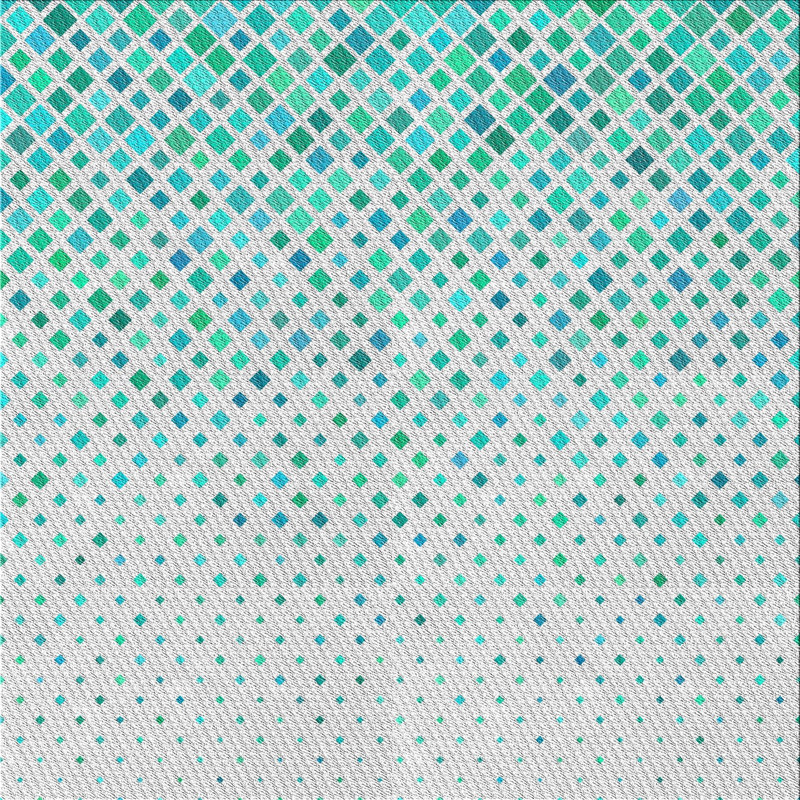Tapis vert/blanc bleu turquoise à motifs, Carré 5 pi