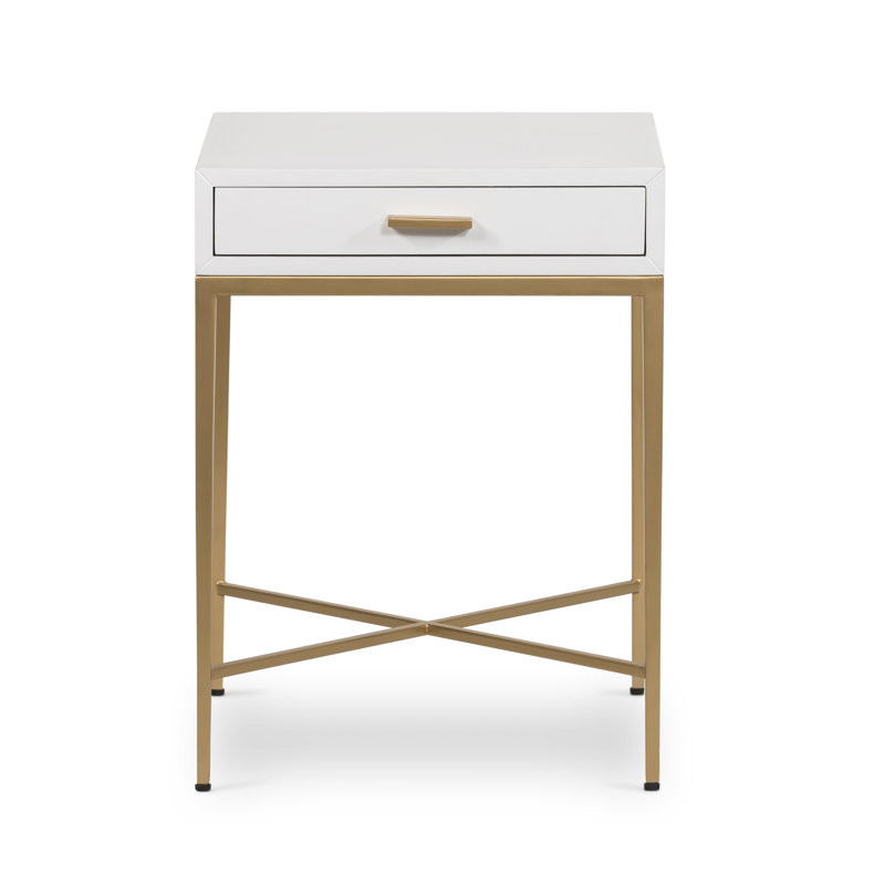 Hermes 45cm W Bedside Table, White