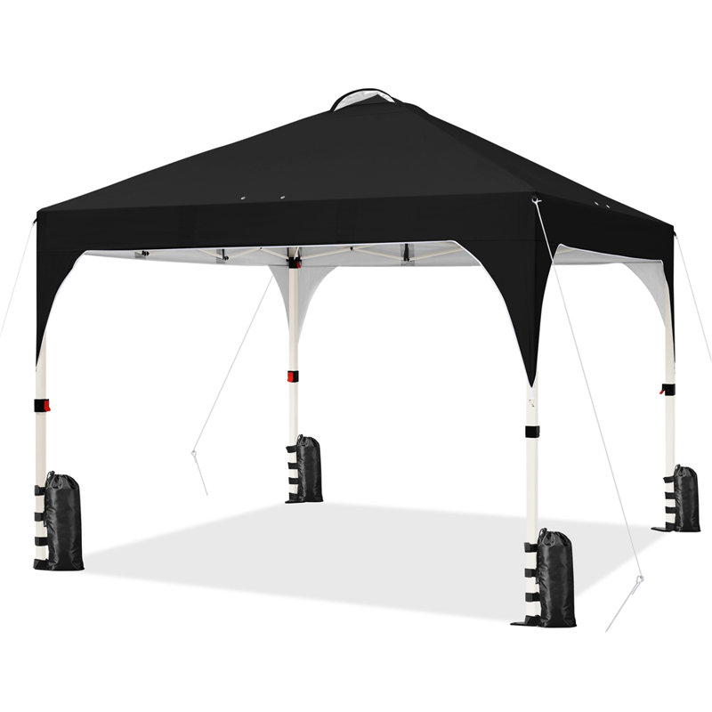 3m x 3m Iron Pop-Up Gazebo, Black