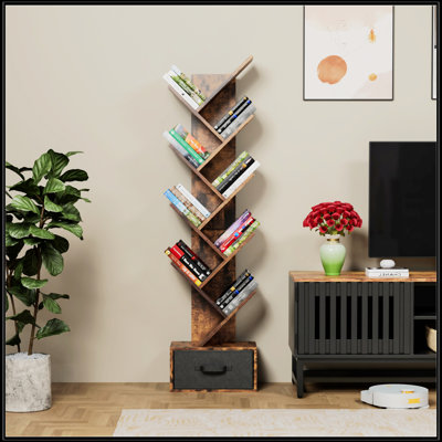 9 Tier Tree Bookshelf With Drawer Bookcase