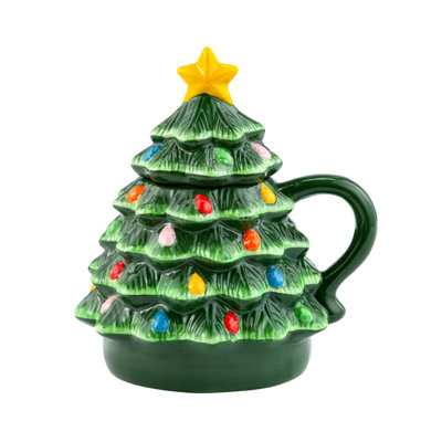 6" Nostalgic Ceramic Tree Lidded Mug