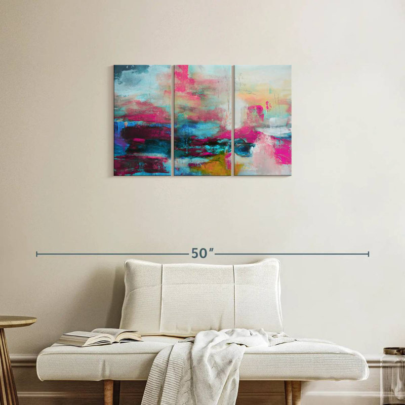 Avery Abstract Pink Aqua, 20" H x 33" W