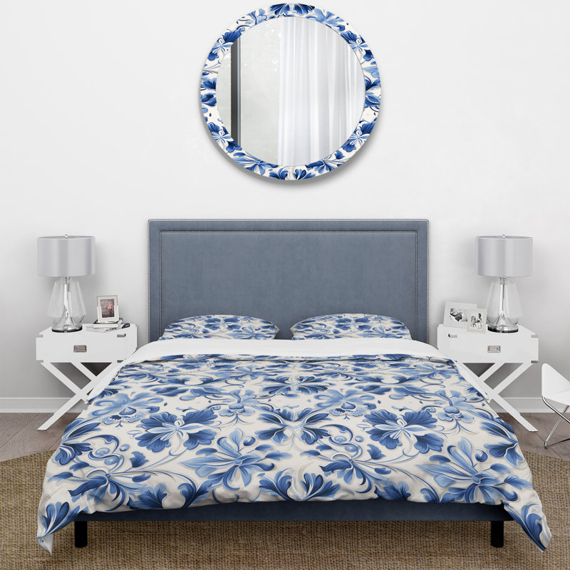 Ensemble de housse de couette Cobalt Fretwork Ii Victorian Pattern I - Damask