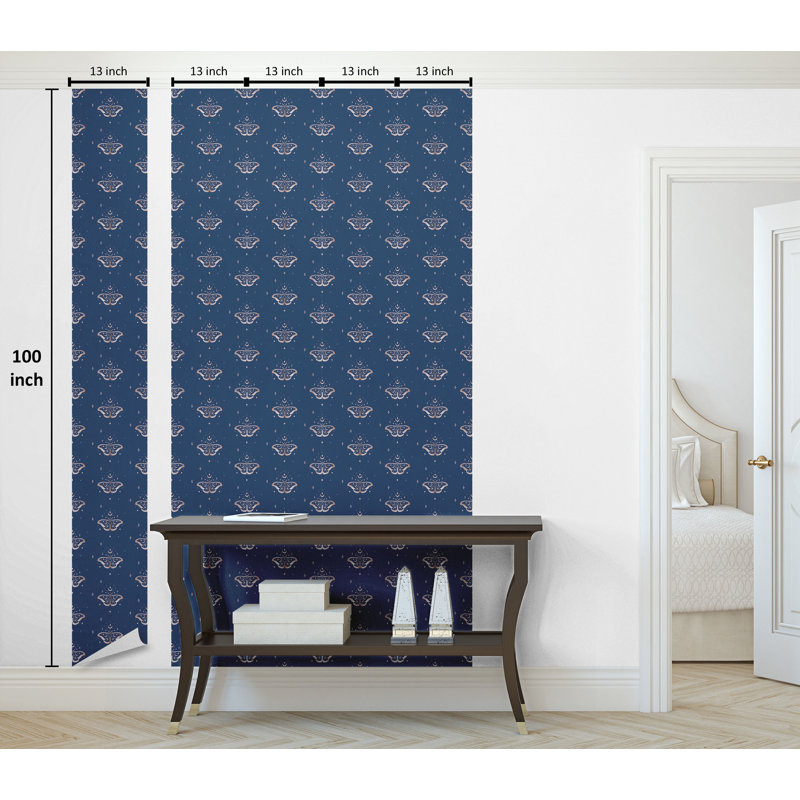 Gaulke Roll, Cobalt Blue Pale Eggshell, 100" L x 13" W