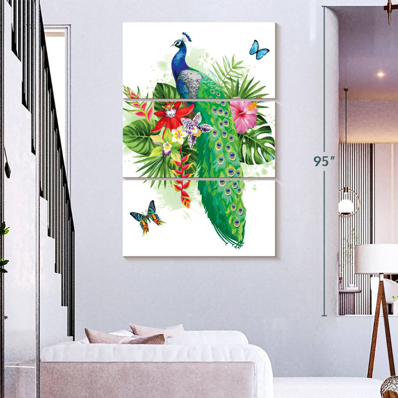 Brampt Tropical Blue Peacock, 74" H x 48" W