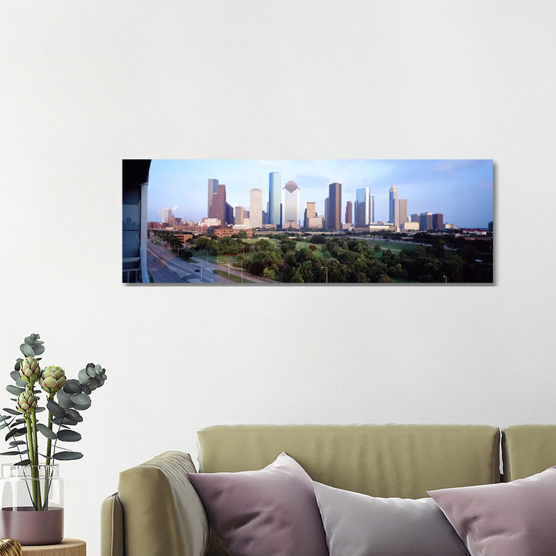 Houston TX - Wrapped Canvas Panoramic Print, 121.92 cm H x 40.64 cm W x 3.175 cm D