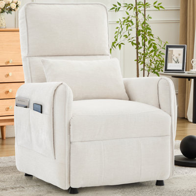 Recliner Chair, Small Recliners For Small Spaces, Electric Recliner Chairs For Adults With Memory Function, Reclining Chair With Pillow And Side Pocke by Ebern Designs