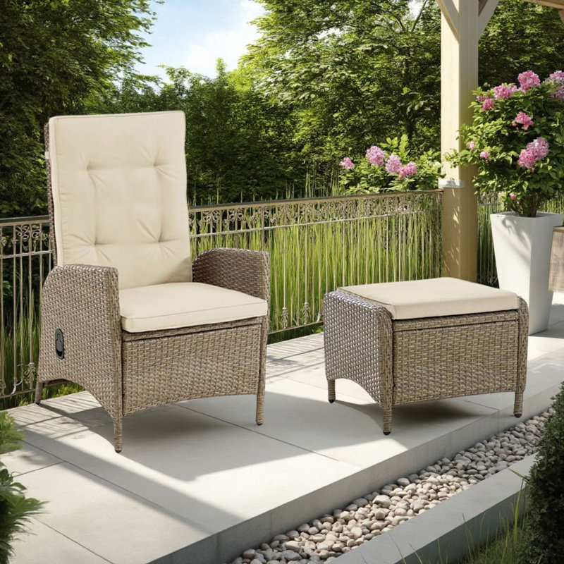 Ensemble de fauteuil inclinable d'extérieur et repose-pieds 4 pièces Ankia