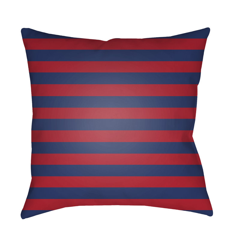 Striped Outdoor Throw Pillow, 18" H x 18" W x 3.5" D, Dark Blue