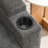 Single sofa recliner with manually adjustable backrest, USB charging port on the armrest side, and a matching storage ottoman-1332471401
