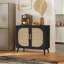 Buffet de ferme durable avec rangement cloisonné et portes en rotin pour une vie organisée-2095029276