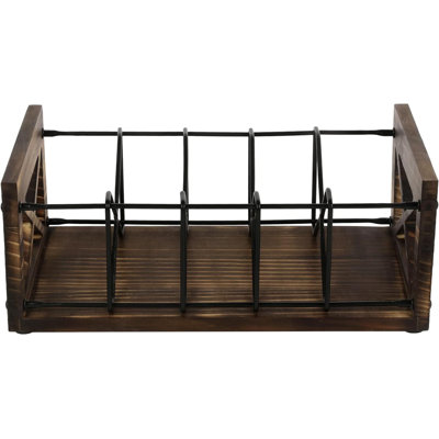 Farmhouse Solid Pine Wood CD DVD Storage Rack, X-Shaped Rustic Desktop Album Holder with Carry Handles