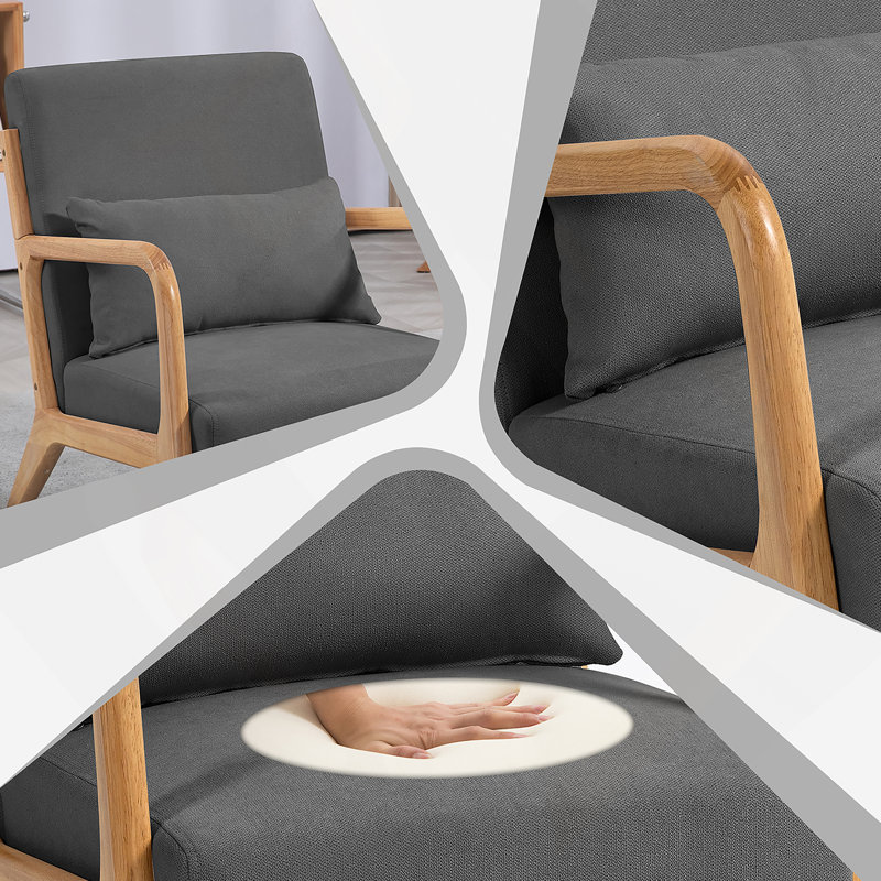Canapé confortable de style Mid-Century moderne avec fabrication en bois robuste, Gris