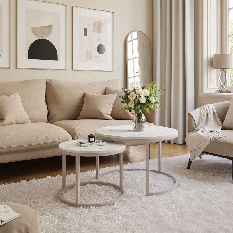 Neika 2 Piece Coffee Table, Mamur, Marmur Levanto