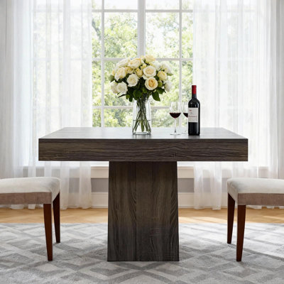 Table de salle à manger carrée pour 4, table de cuisine en bois moderne de 31,5 po avec base à piédestal, petites tables de salle à manger pour la cuisine, le salon