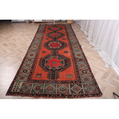 Authentic Vintage Turkish Oushak Runner Rug Offers Sophisticated Antique Elegance for Stairs