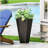 13" Outdoor Modern  Small Cast Stone Planter, Black-123804838-123804839