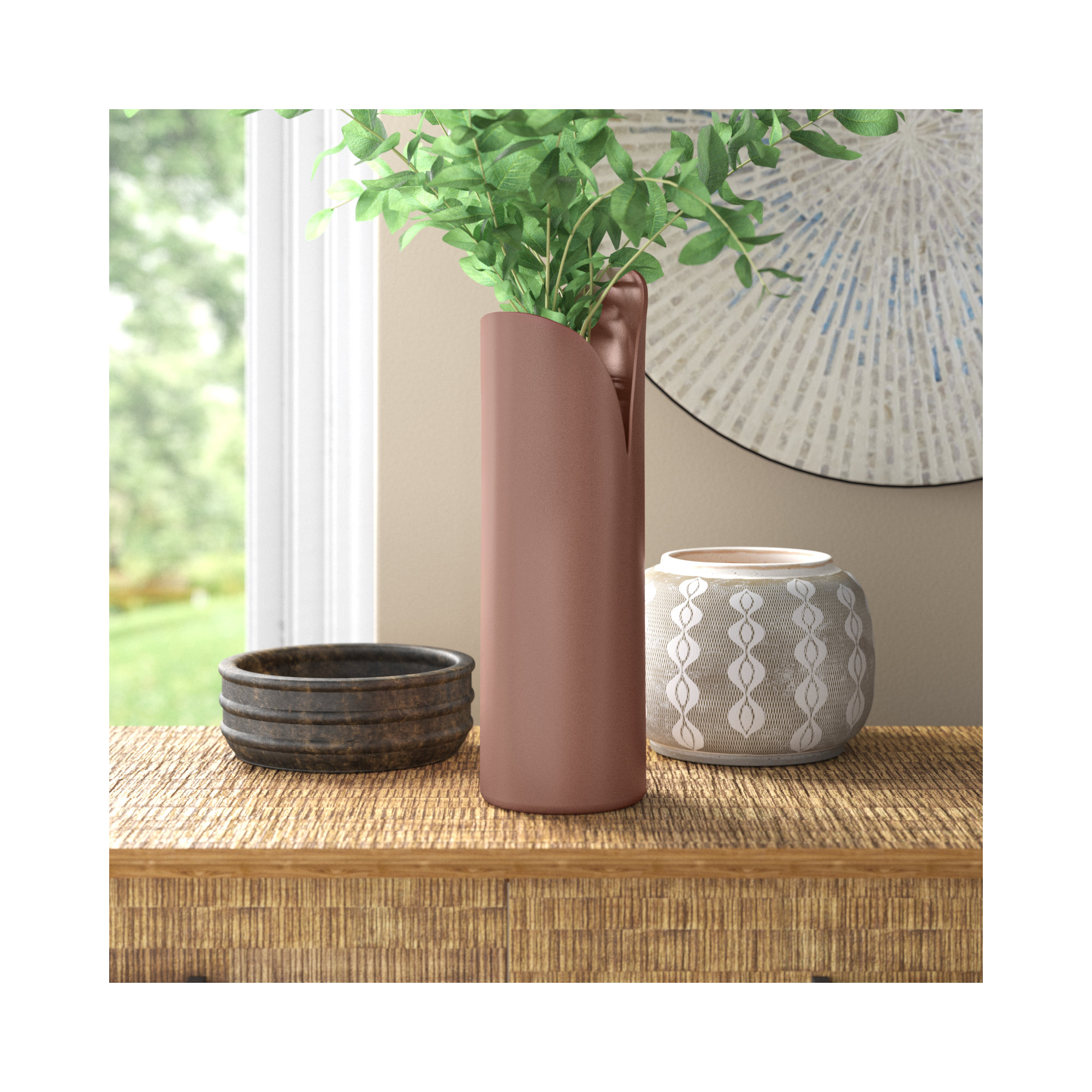 Jenny Iron Table Vase, 15.75" H x 5" W x 5" D, Pink