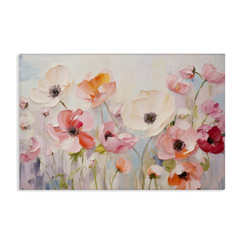 «Pastel Ranunculus Blooms», art mural sur toile par Petals Prints Design, H 24 po x l 36 po
